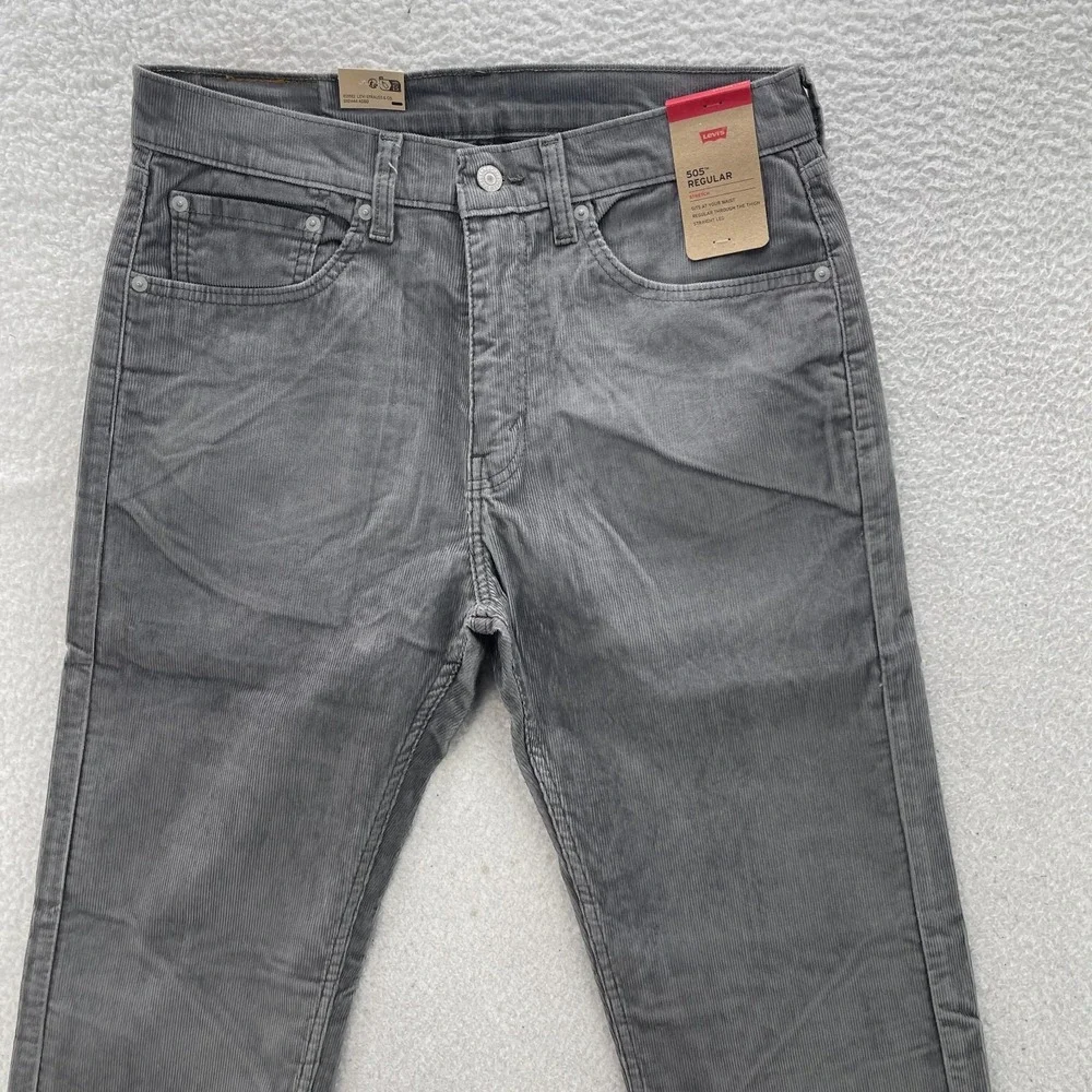 Levi's Pants Men's 32x32 Gray 505 Corduroy Pinwale Regular Fit Straight Preppy